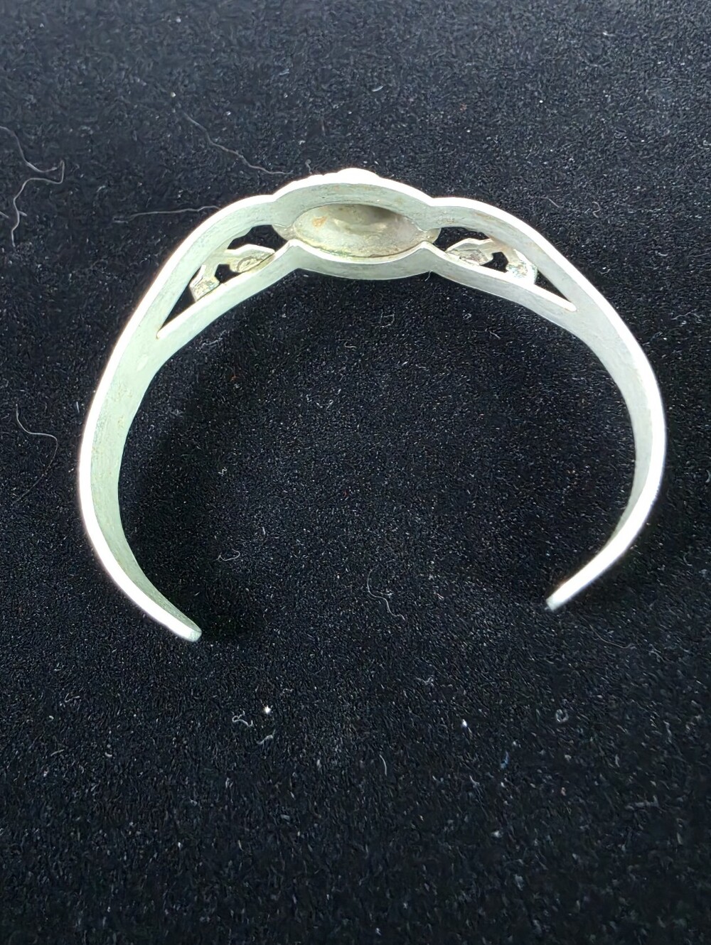 Vintage Nickel Silver Turquoise Statement Cuff Bracelet - Turquoise - Picture 9 of 10